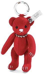 Steiff Red Striped Cotton Teddy Bear Keyring